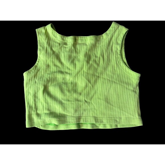 Vtg Women’s v neck tank top E.V. LTD With 2 Front Pockets Size M Lime Green - Picture 6 of 8